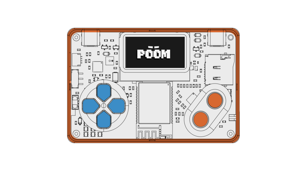 The POOM device — an open-source ESP32-C5 handheld multitool.